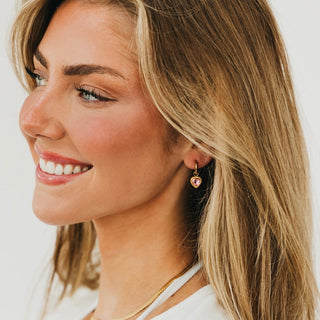 Earrings-Aphrodite Heart Dangle Earrings - WATERPROOF-Pretty Simple