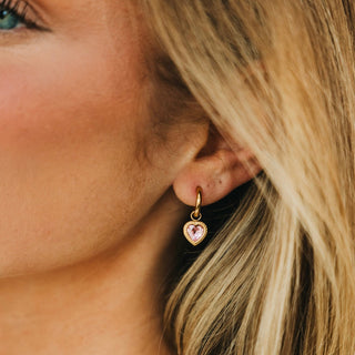 Earrings-Aphrodite Heart Dangle Earrings - WATERPROOF-Pretty Simple