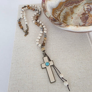Necklace-Bohemian Beaded Cross Necklace-Pretty Simple