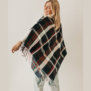 Button Plaid Shawl Scarf - 4 Color Choices- Wholesale - Pretty Simple