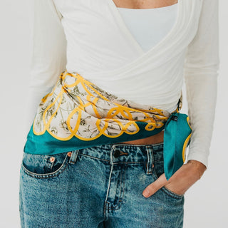 Doris Geometric Floral Square Scarf-Hair Scarf-Pretty Simple