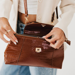 Elena Croc Embossed Crossbody-Crossbody Bag-Pretty Simple