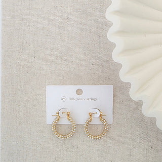 Lizzie Pave Hoops - WATERPROOF-Earrings-Pretty Simple