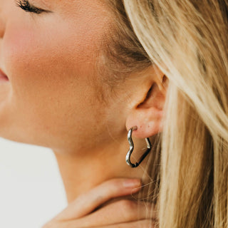Earrings-Love On My Mind Heart Hoop Earrings - WATERPROOF-Pretty Simple