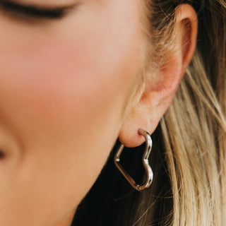 Earrings-Love On My Mind Heart Hoop Earrings - WATERPROOF-Pretty Simple