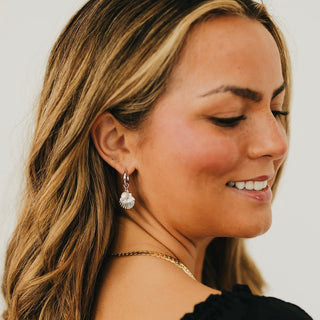 Shell Pearl Hoop Earrings - WATERPROOF