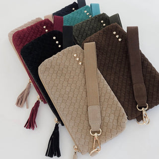 Suede Emma Woven Clutch Wristlet-Wristlet-Pretty Simple