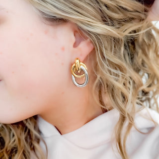 Earrings-Adelle Two Tone Earrings-Pretty Simple
