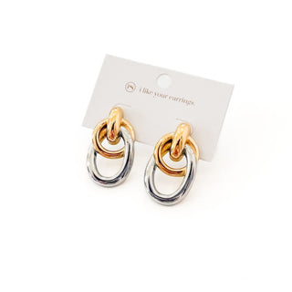 Earrings-Adelle Two Tone Earrings-Pretty Simple