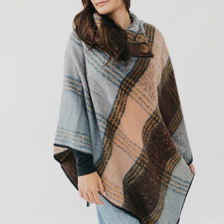 Bianca Button Neck Poncho-Poncho-Pretty Simple