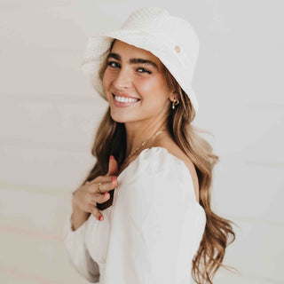 adjustable cream quilted bucket hat - Frankie Quilted Bucket Hat