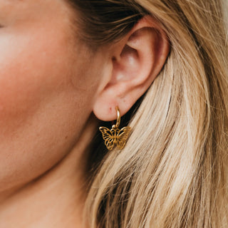 Earrings-Butterfly Huggie Drop Earrings - WATERPROOF-Pretty Simple