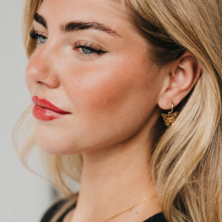 Earrings-Butterfly Huggie Drop Earrings - WATERPROOF-Pretty Simple