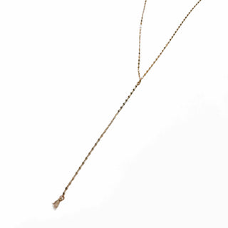 Pretty Simple Dainty Diamond Gold Teardrop Y Necklace