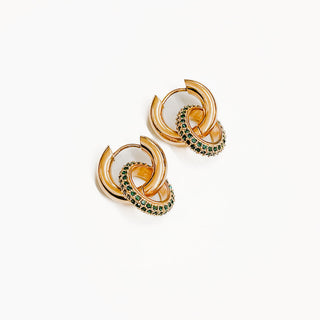 Double The Hoop Gold and Zirconia Earrings-Earrings-Pretty Simple Wholesale