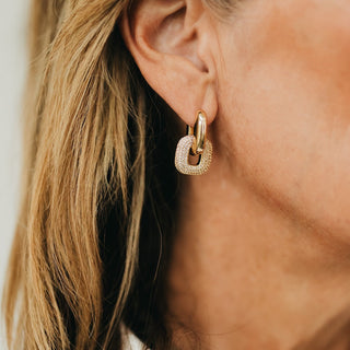 Drop Diamond Square Huggie Hoops - WATERPROOF-Earrings-Pretty Simple