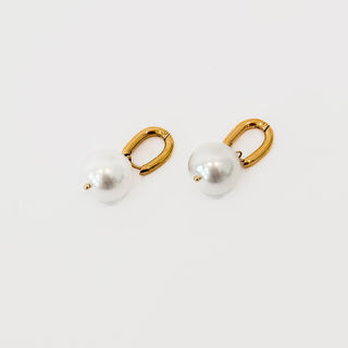 Drop Pearl Huggie Hoop Earrings - WATERPROOF-Earrings-Pretty Simple
