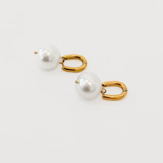 Drop Pearl Huggie Hoop Earrings - WATERPROOF-Earrings-Pretty Simple