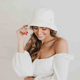 adjustable cream quilted bucket hat - Frankie Quilted Bucket Hat