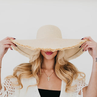 Hat-Lake Shore Drive Wide Fringe Sun Hat-Pretty Simple