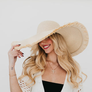 Hat-Lake Shore Drive Wide Fringe Sun Hat-Pretty Simple