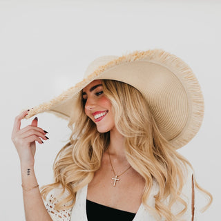 Hat-Lake Shore Drive Wide Fringe Sun Hat-Pretty Simple