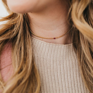 Magenta Chain Choker Necklace-Pretty Simple