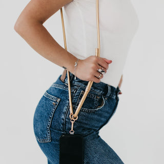 Accessories-Metallic Phone Holder Crossbody Strap-Pretty Simple