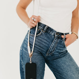 Accessories-Metallic Phone Holder Crossbody Strap-Pretty Simple