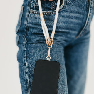 Accessories-Metallic Phone Holder Crossbody Strap-Pretty Simple