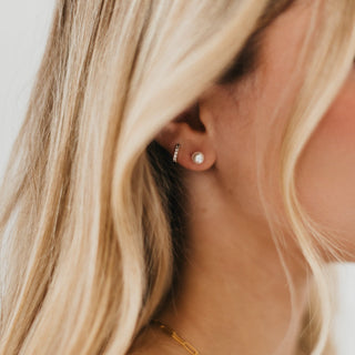 Earrings-Hailey Huggie Pearl Earrings WATERPROOF-Pretty Simple