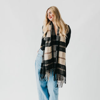 Scarf-Penny Plaid Fringe Scarf-Pretty Simple