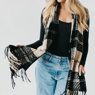 Scarf-Penny Plaid Fringe Scarf-Pretty Simple