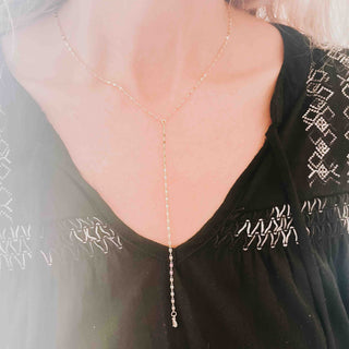 Pretty Simple Dainty Diamond Gold Teardrop Y Necklace