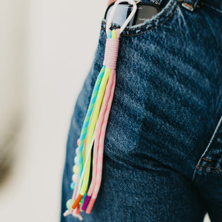 Key Chain-Rainbow Rope and Beaded Keychain-Pretty Simple