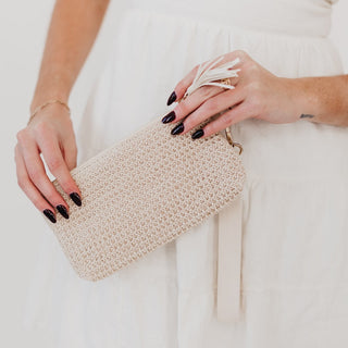 -Rome Raffia Clutch Card Holder Wristlet-Pretty Simple