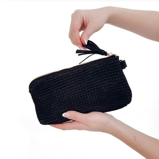 -Rome Raffia Clutch Card Holder Wristlet-Pretty Simple