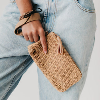 Wallet-Rome Raffia Clutch Card Holder Wristlet-Pretty Simple