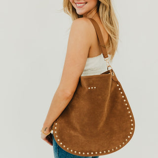 Rosalie Rivet Suede Hobo Bag-Tote Bag-Pretty Simple