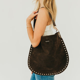 Rosalie Rivet Suede Hobo Bag-Tote Bag-Pretty Simple