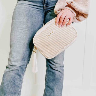 Pretty Simple Silvia Straw Camera Bag - cream