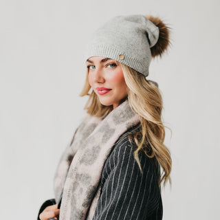 Fine Knit Fur Pom Slouchy Beanie Wholesale-Beanie-Pretty Simple