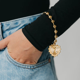 Bracelet-Sunburst Heart Love Beaded Bracelet - WATERPROOF-Pretty Simple