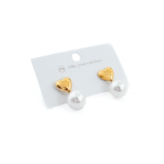 Swipe Right Pearl Heart Earrings WATERPROOF Wholesale-Earrings-Pretty Simple