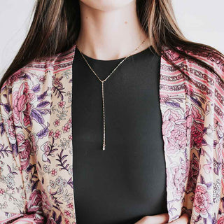 Taci Crystal Teardrop Y Necklace-Necklace-Pretty Simple Wholesale