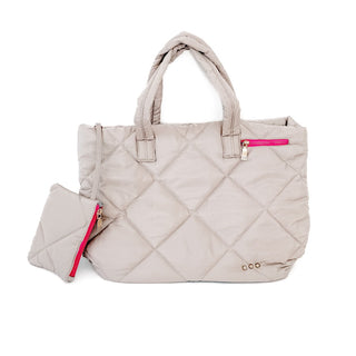 Presley Puffer Quilted Tote Bag With Pouch-Tote Bag-Pretty Simple