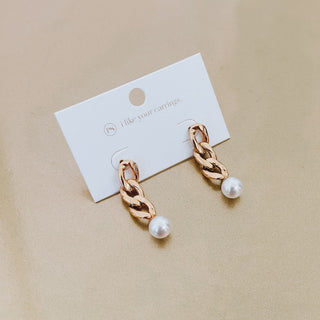 Twirling Pearl Chain Drop Earrings - WATERPROOF-Pretty Simple