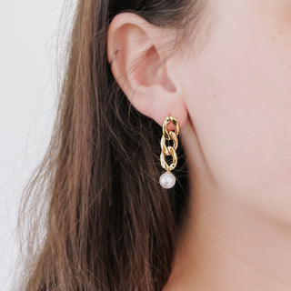 Twirling Pearl Chain Drop Earrings - WATERPROOF-Pretty Simple