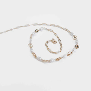 Perla Pearl & Oval Chain Link Necklace-Necklace